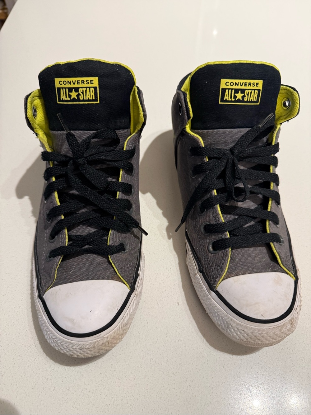 Converse High Top Sneakers in Neon Yellow and grey